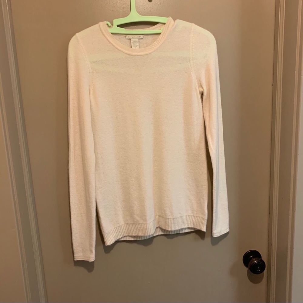 White & Warren cream cashmere tunic sweater
